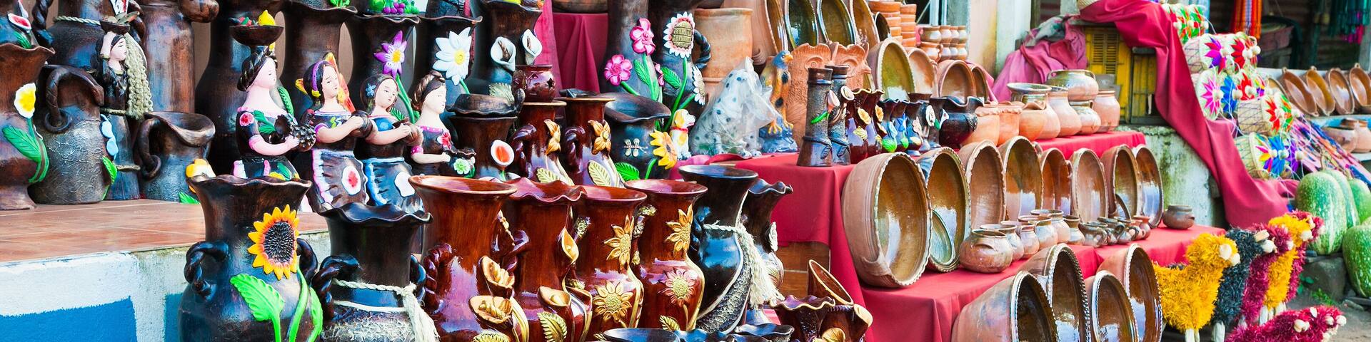 Traditional vase and jar at market in Antigua, Guatemala.