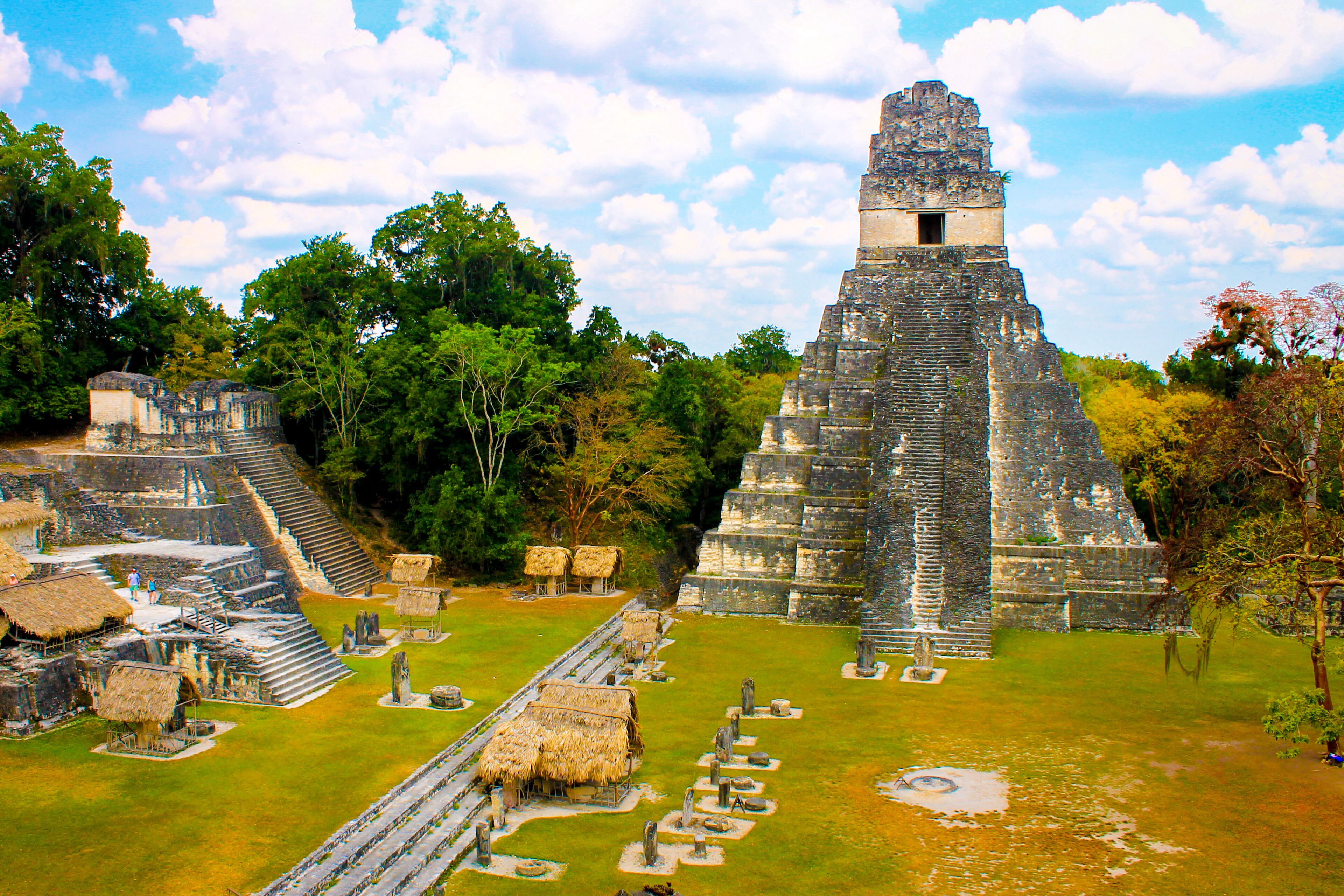 Tikal National Park on Unesco World Heritage. The Grand Plaza with the North Acropolis and Temple I