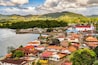 Aerial view of Portobelo village from the Peru Lookout Point in Portobelo, Panama.