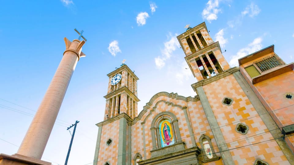FD41P8 The Catedral de Nuestra Senora de Guadalupe, the first catholic church in Tijuana, Mexico of the Lady of Guadalupe. A view of th