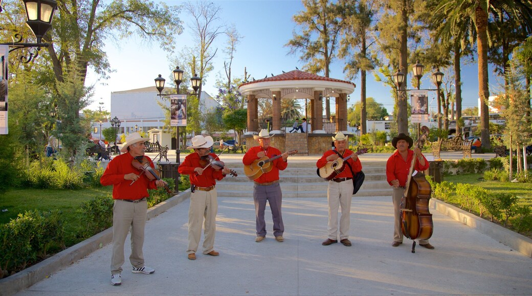 Tecate featuring a square or plaza as well as a small group of people