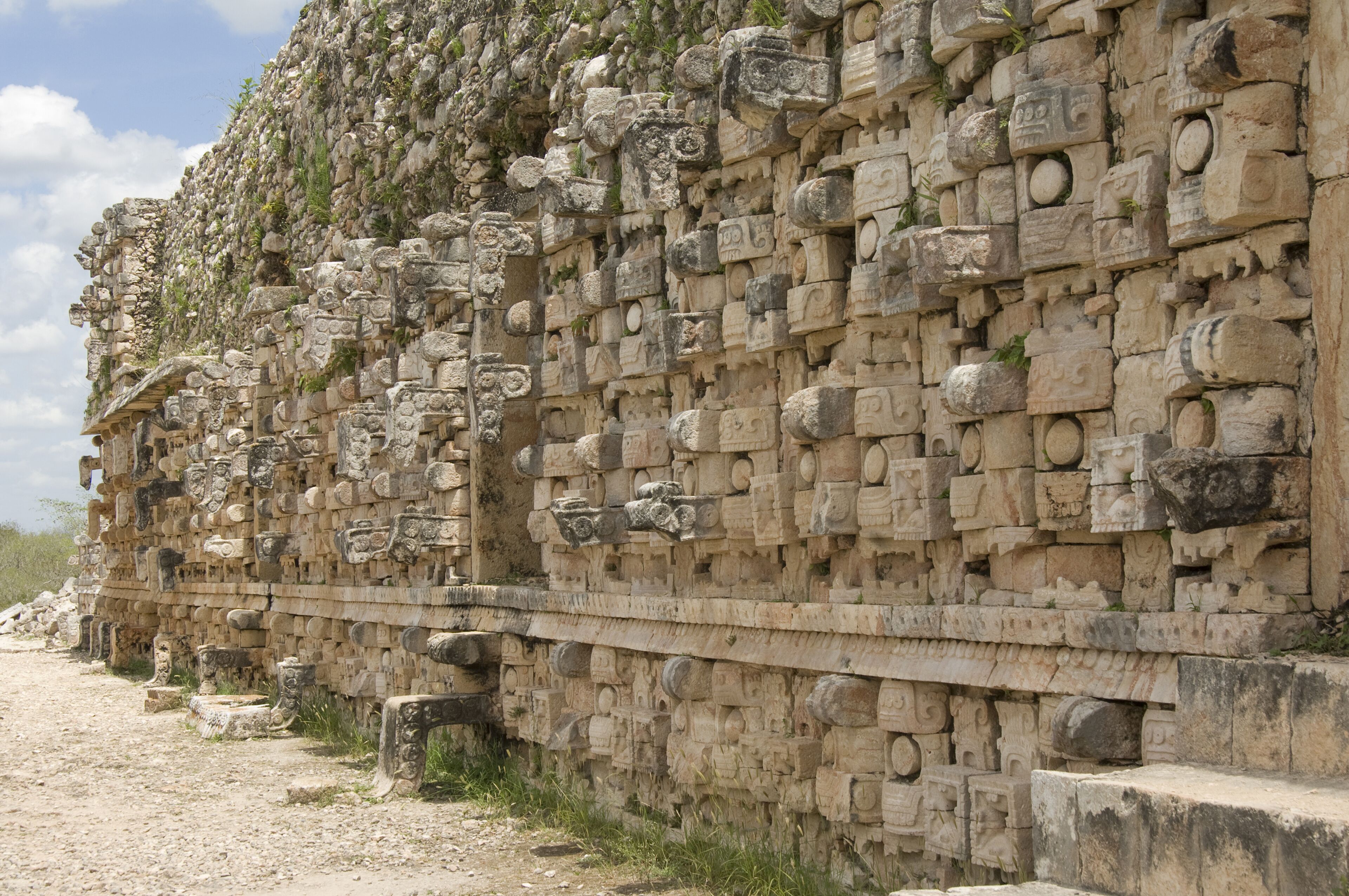 Temple of the Masks, Codz Poop, Templo de las Mascarones, Wall carvings, Kabah, Yucatan, Mexico