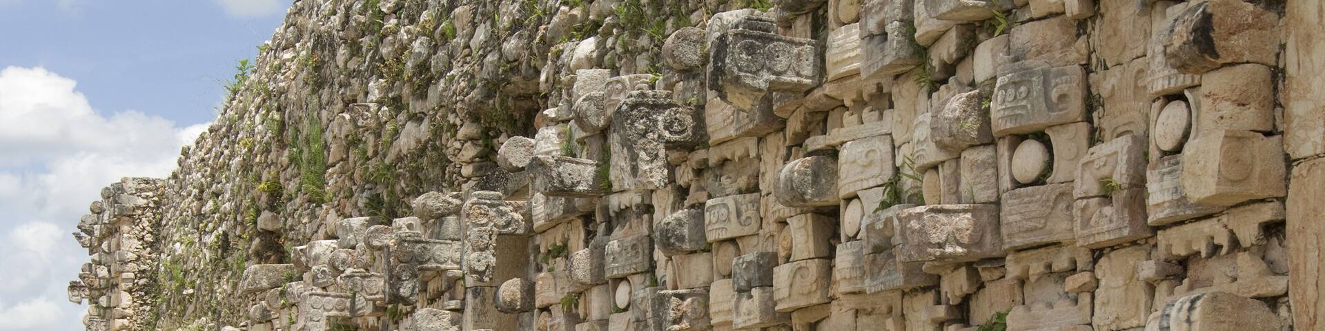 Temple of the Masks, Codz Poop, Templo de las Mascarones, Wall carvings, Kabah, Yucatan, Mexico