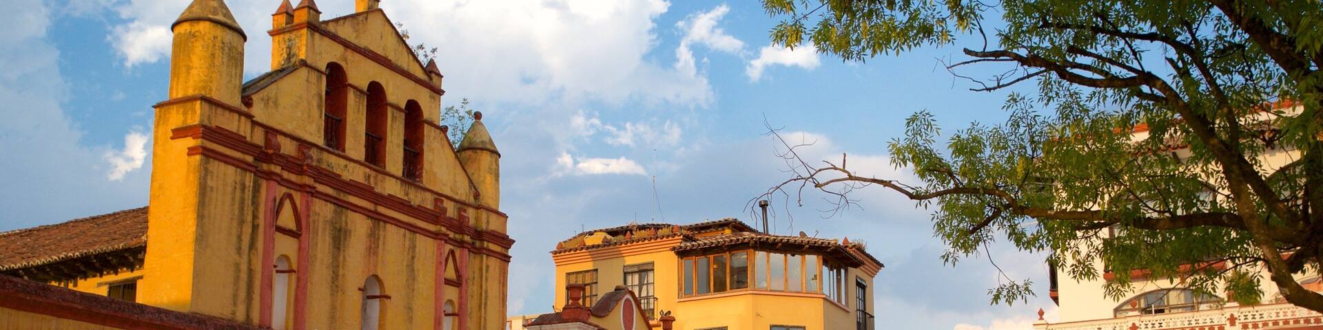 Plaza 31 de Marzo que incluye elementos del patrimonio y una iglesia o catedral y también un pequeño grupo de personas