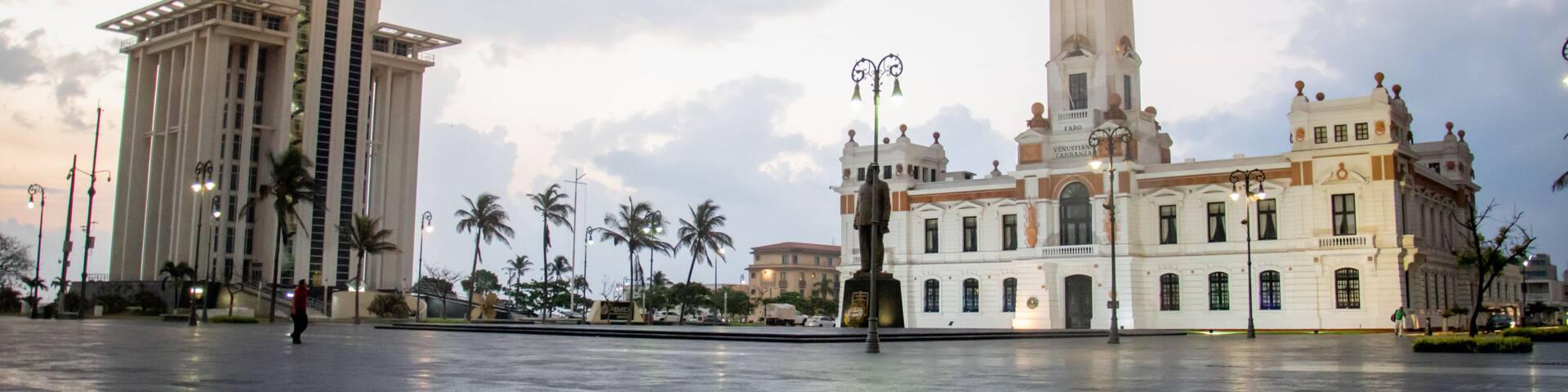 View of the Great Plaza del Malecon in the port of Veracruz Mexico