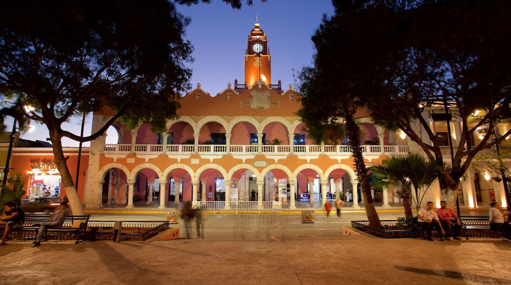Municipal Palace of Merida which includes night scenes and heritage elements