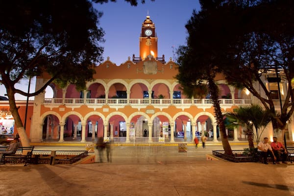 Municipal Palace of Merida which includes night scenes and heritage elements
