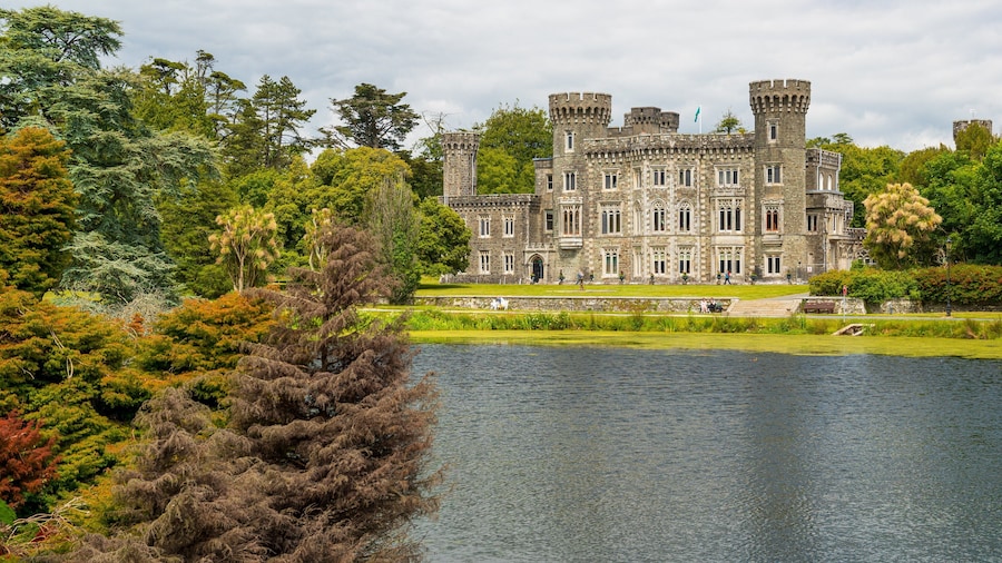 Johnstown Castle & Gardens featuring a lake or waterhole, heritage architecture and a castle