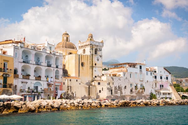 Cathedral of Santa Maria Assunta showing general coastal views and a coastal town