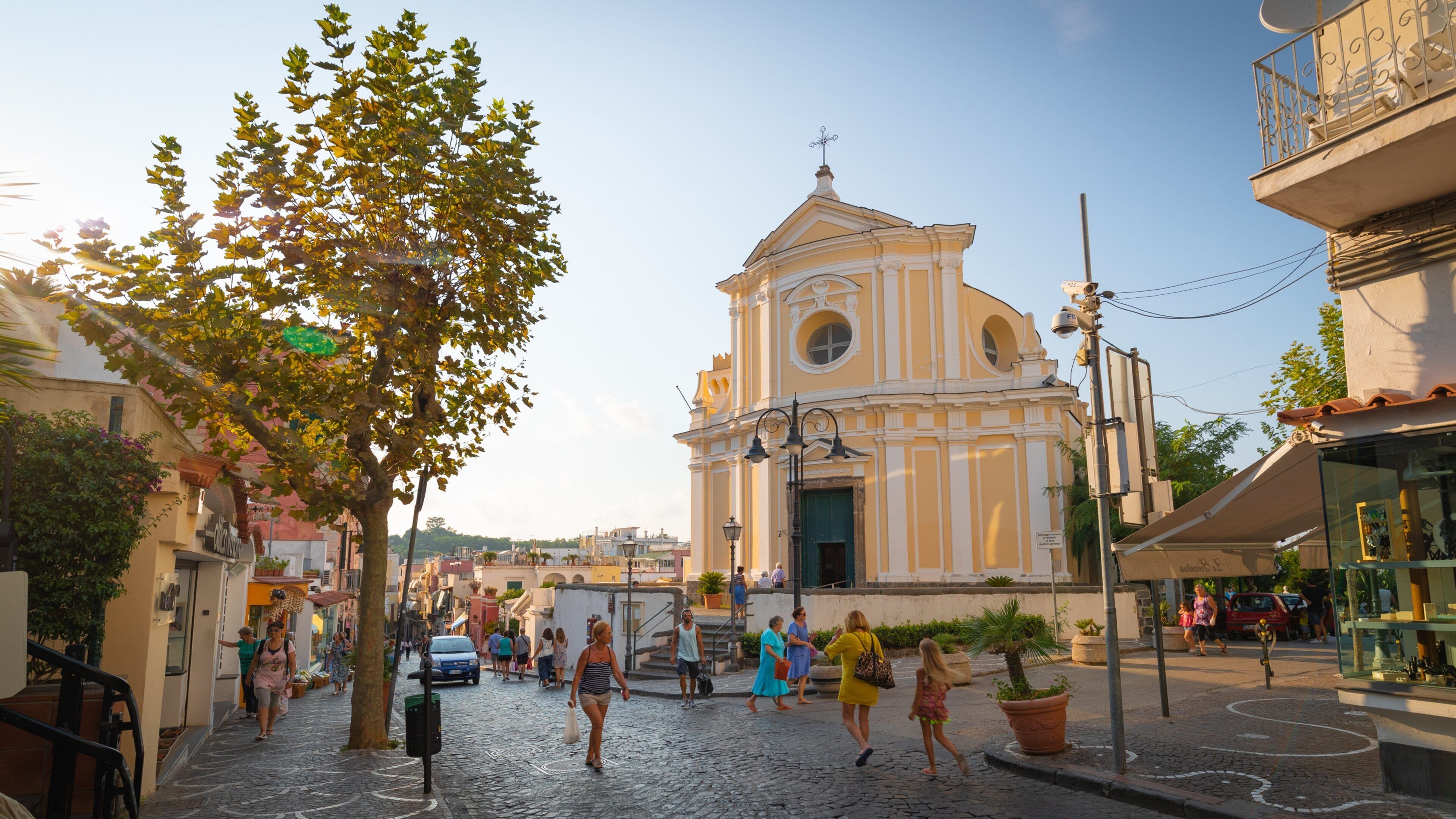 Chiesa di San Pietro featuring a church or cathedral, street scenes and a sunset