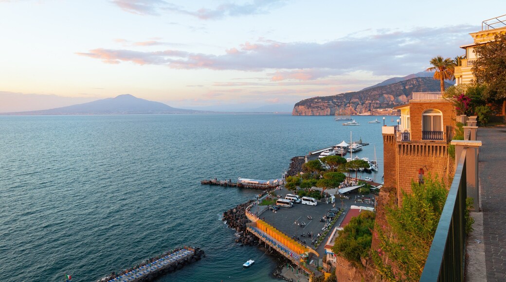 Villa Comunale Park which includes a sunset, general coastal views and landscape views