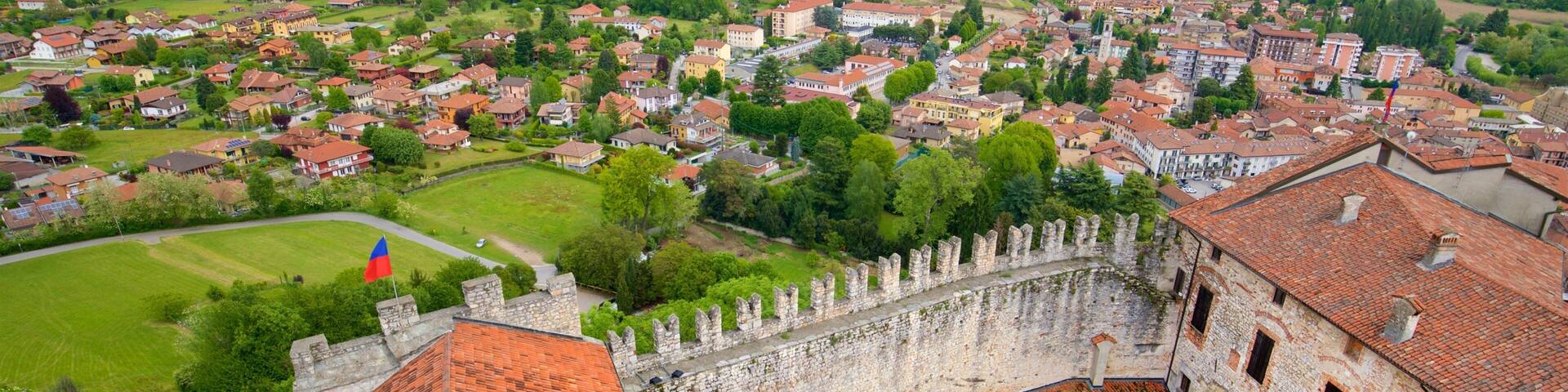 Rocca di Angera featuring landscape views, heritage elements and a small town or village