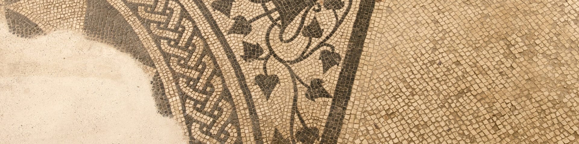 A detailed mosaic pattern with geometric and floral designs.