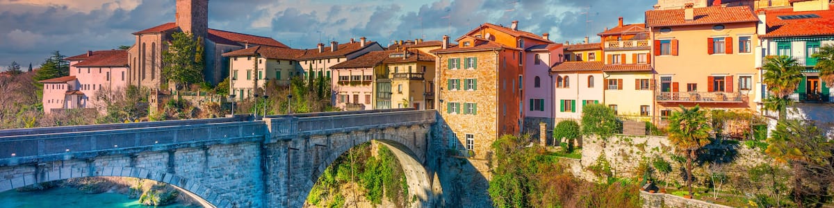 Devil's bridge in Cividale del Friuli, Italy, Europe, sunset