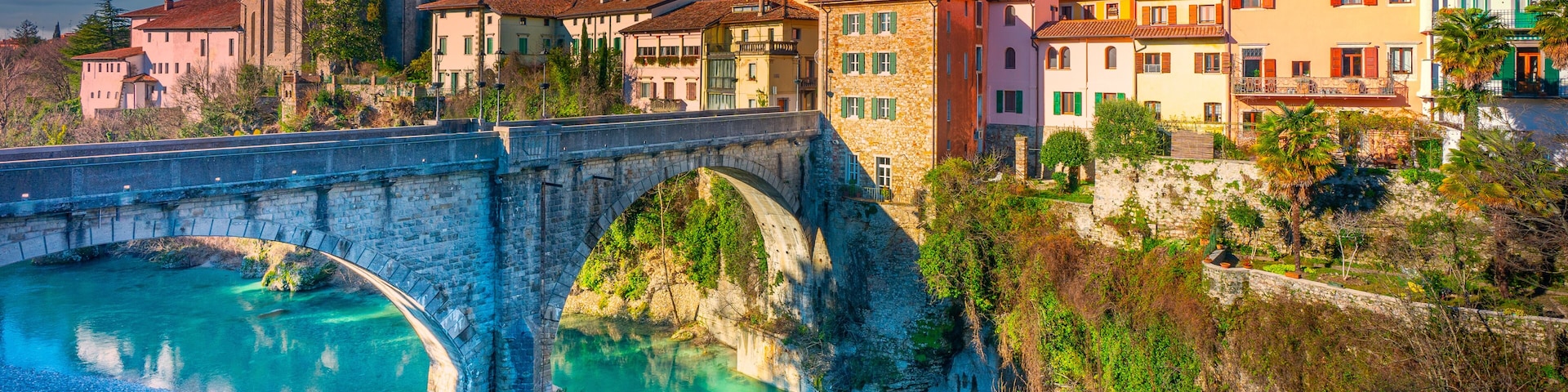 Devil's bridge in Cividale del Friuli, Italy, Europe, sunset