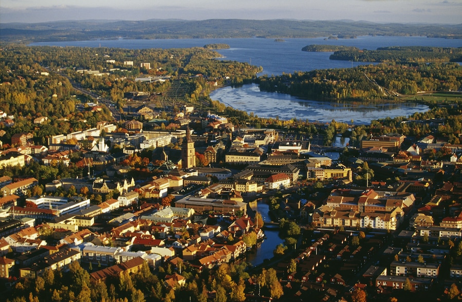 Aerial view of Falun in Sweden