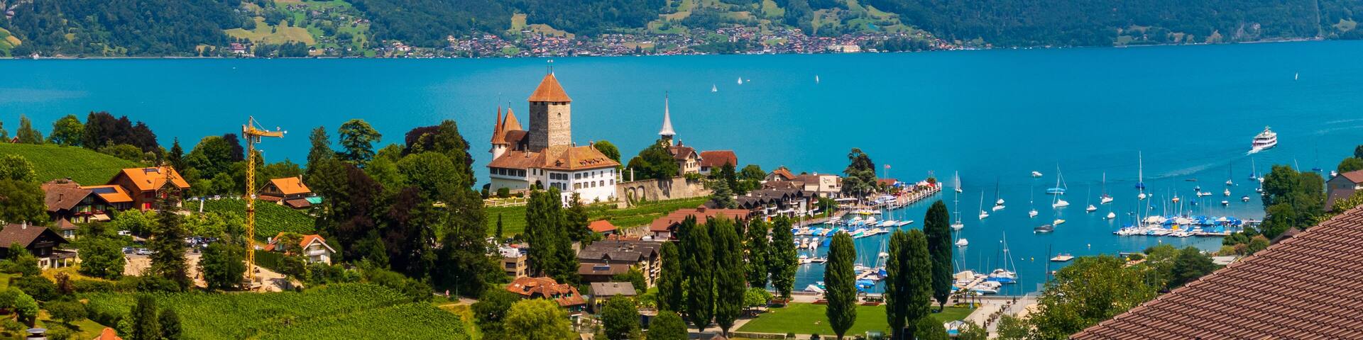 Aerial view of Monteux at Geneva lake