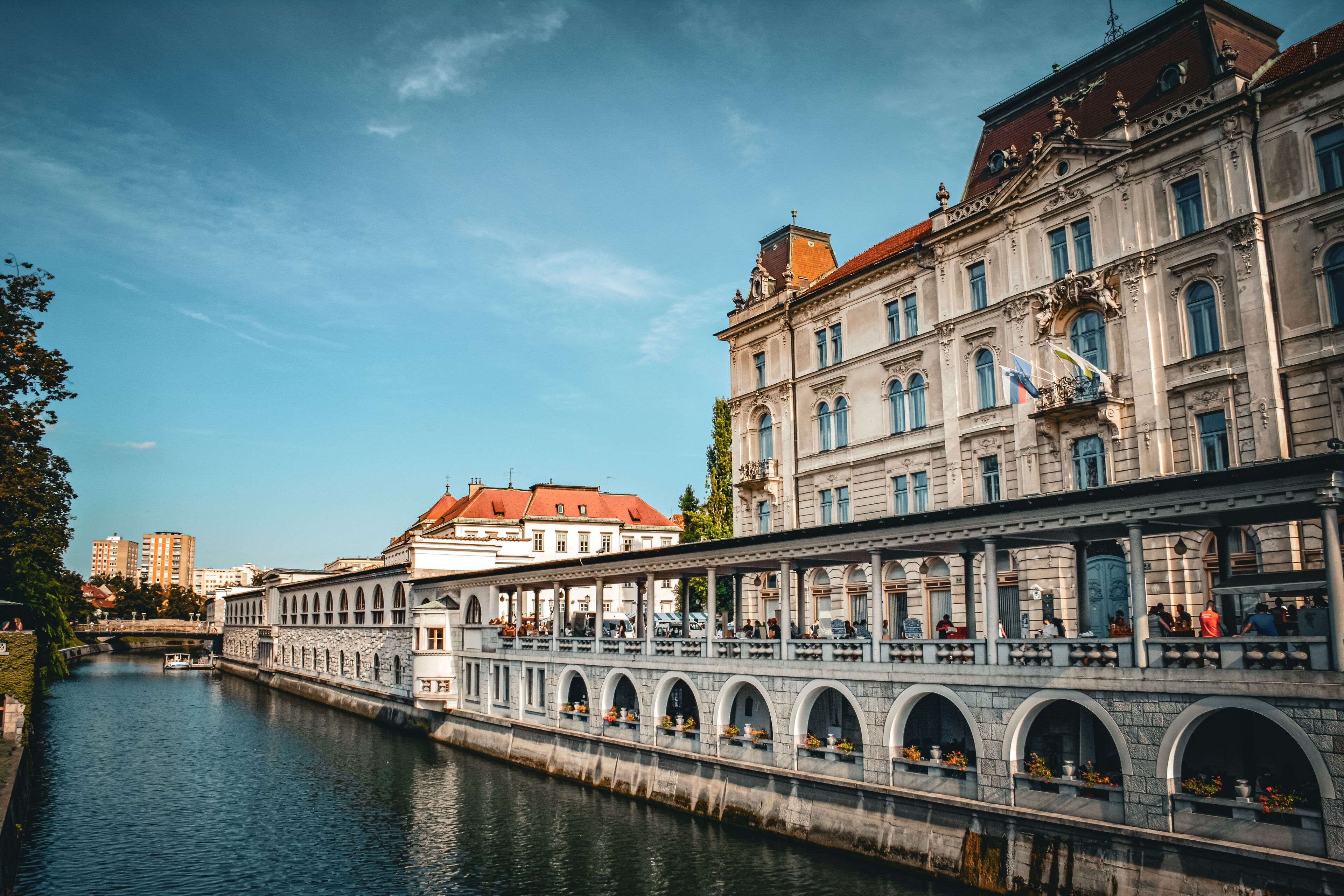 Ljubljanica River and the Central Market of Ljubljana, Slovenia