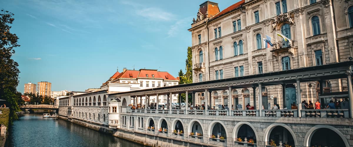 Ljubljanica River and the Central Market of Ljubljana, Slovenia