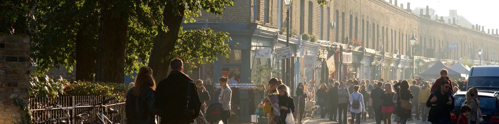 Columbia Road Flower Market featuring markets and street scenes