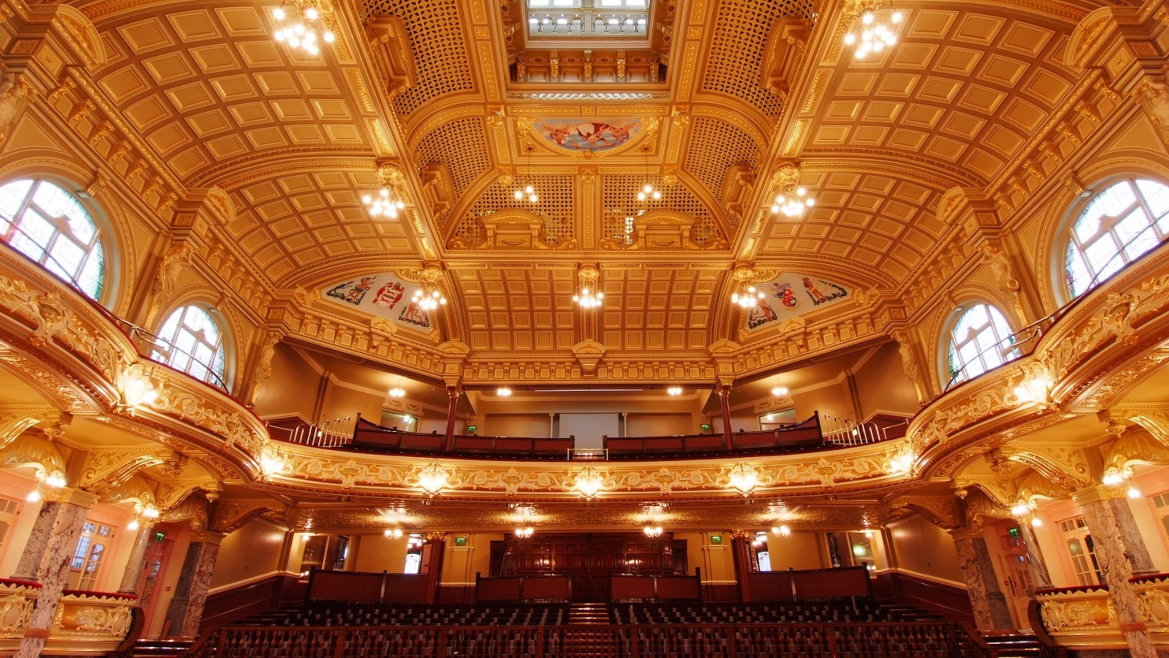 Royal Hall which includes theater scenes, interior views and heritage elements