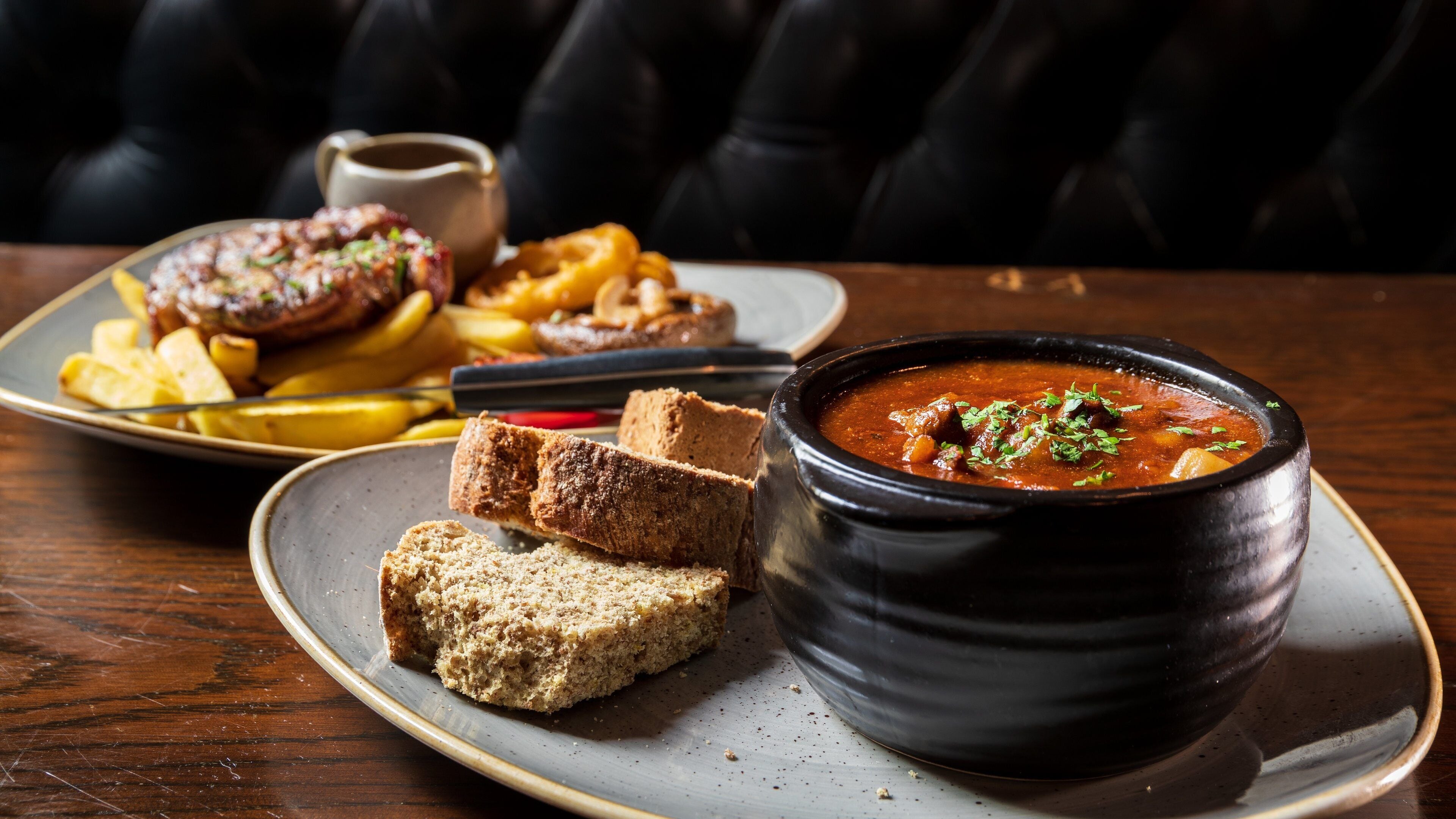 Crown Liquor Saloon which includes food and dining out