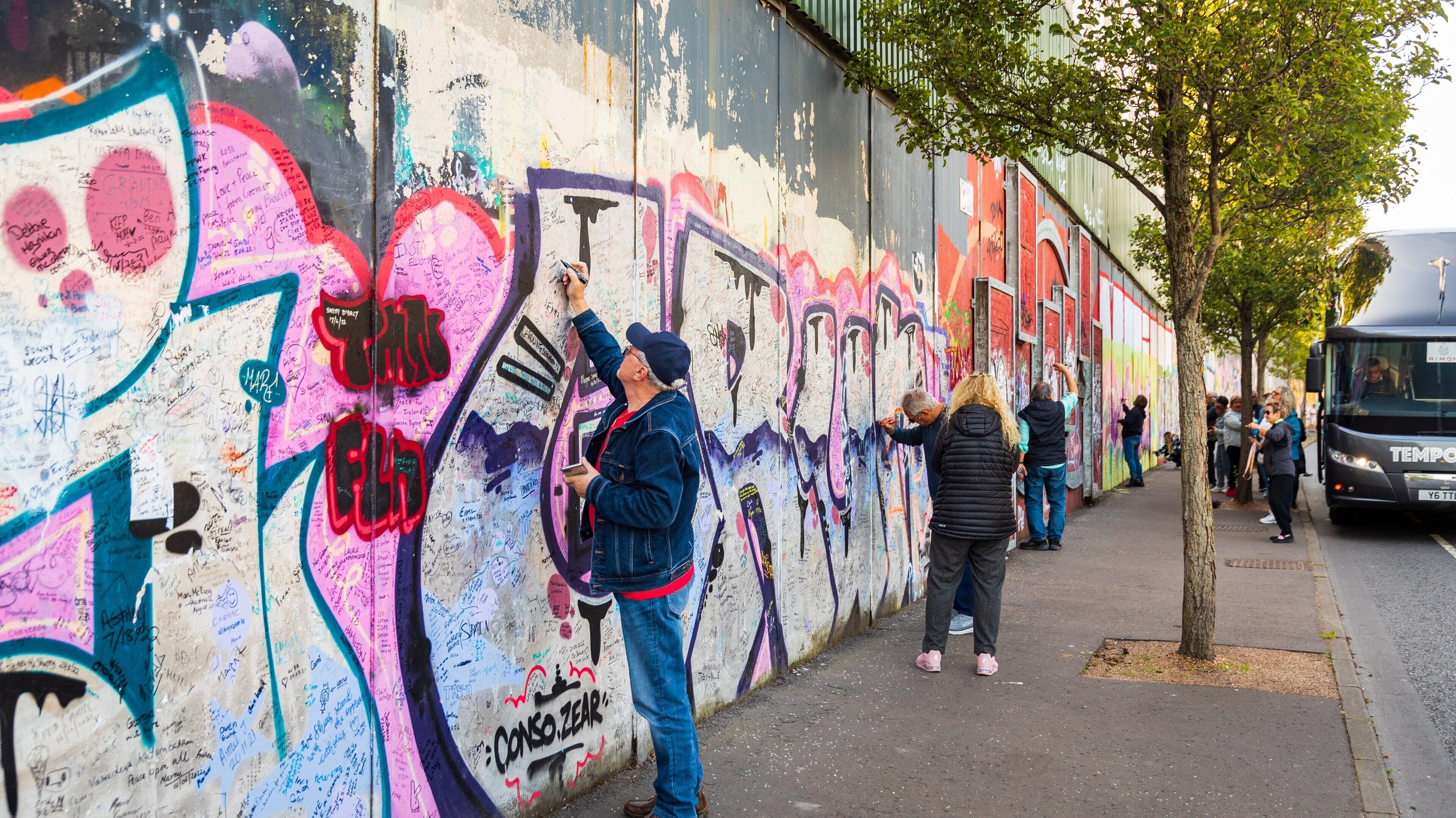 Peace Line which includes outdoor art and street scenes