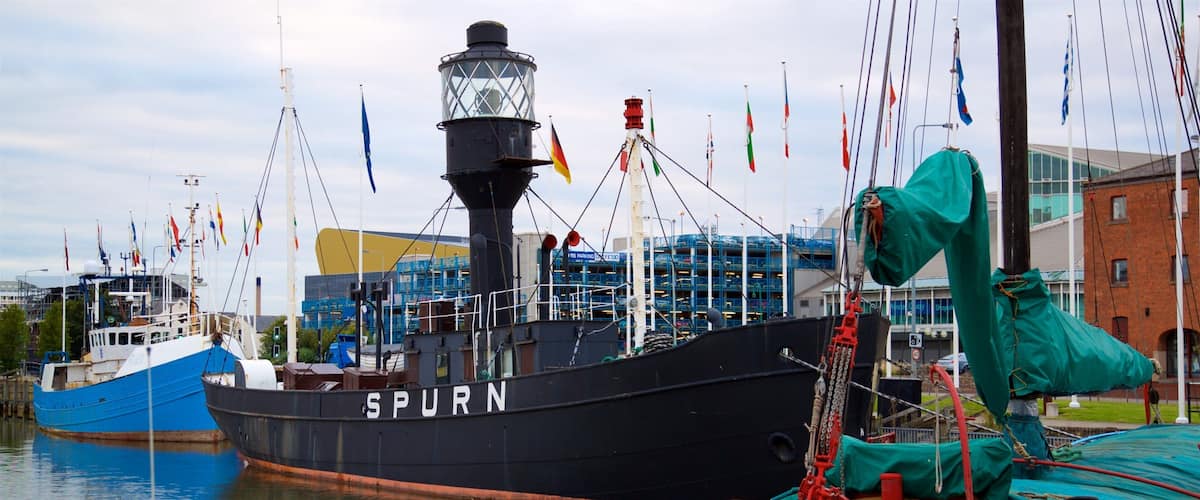 Spurn Lightship showing a bay or harbour and signage