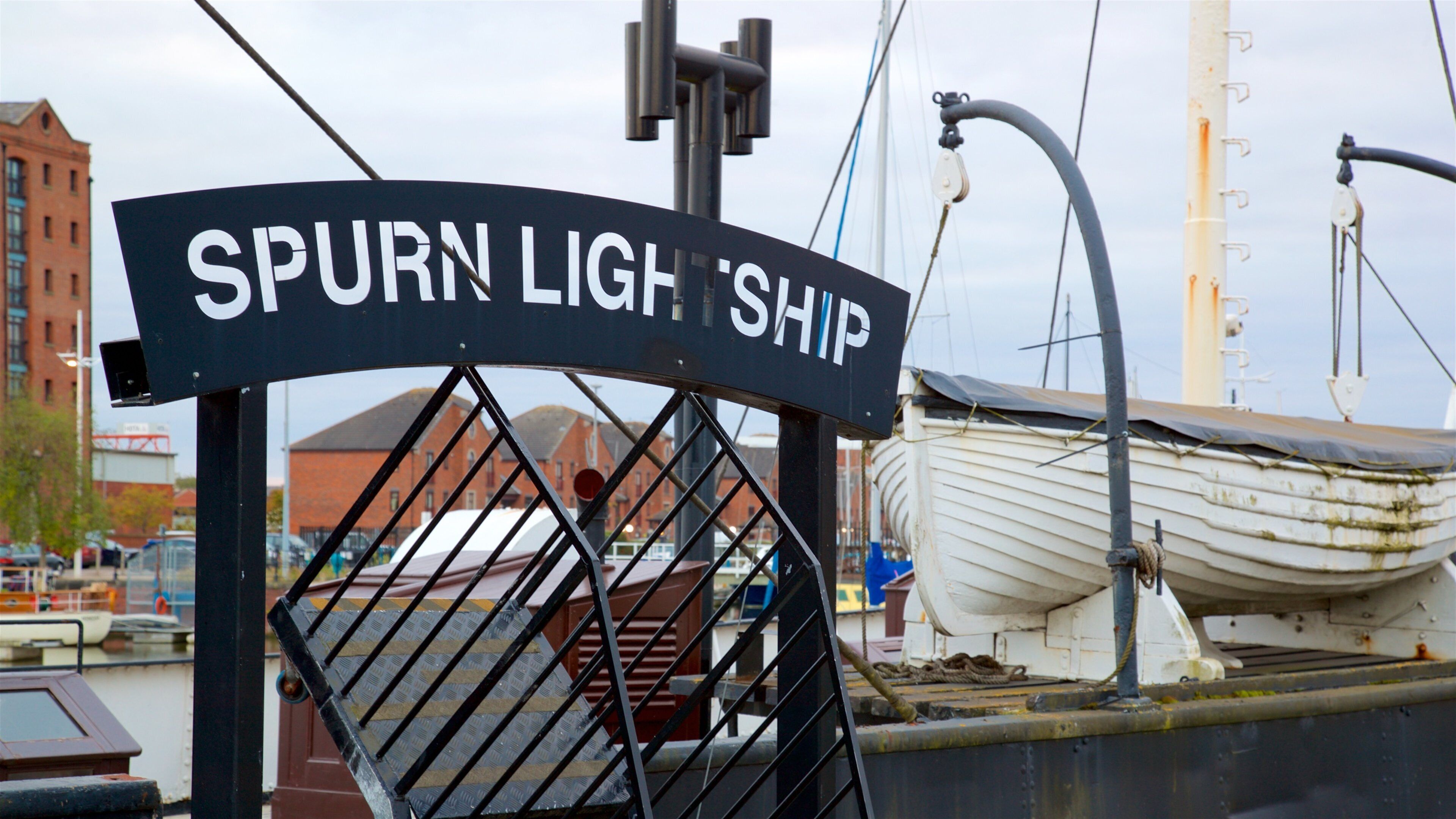Spurn Lightship featuring a bay or harbor and signage
