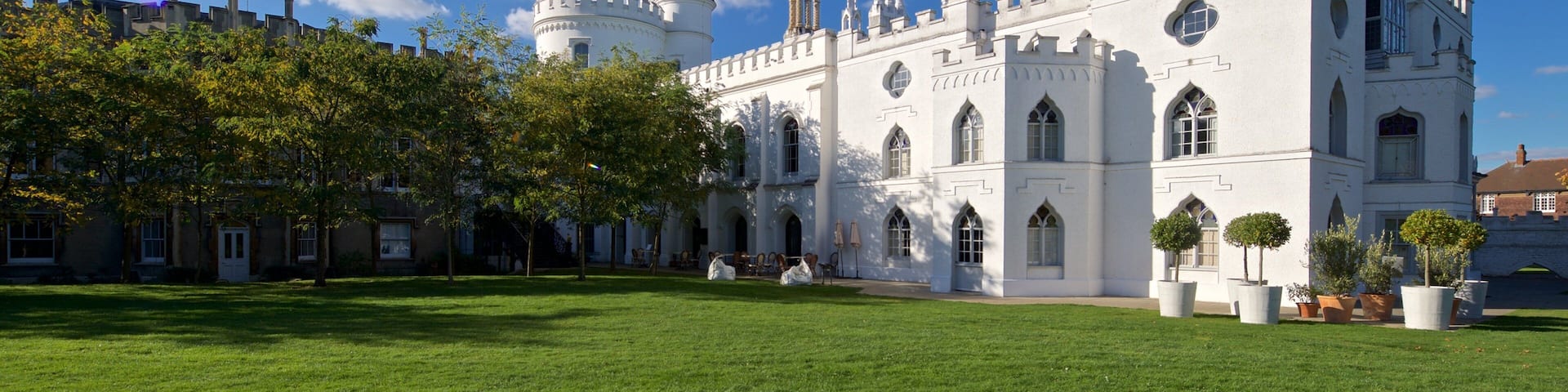 Strawberry Hill showing heritage architecture, a garden and a castle