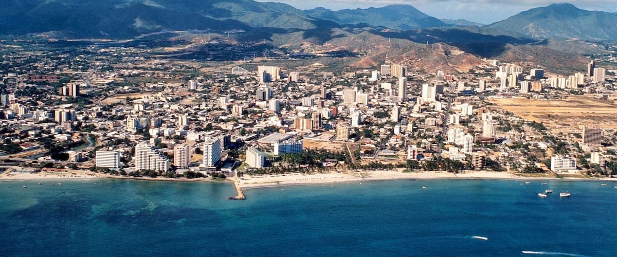 Aerial view of Porlamar city. Margarita island,Venezuela South America.