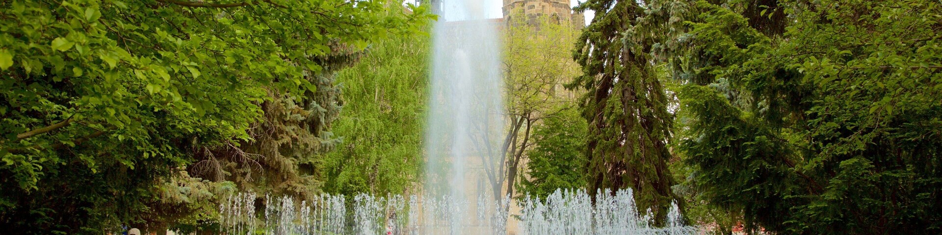Kosice featuring a park and a fountain