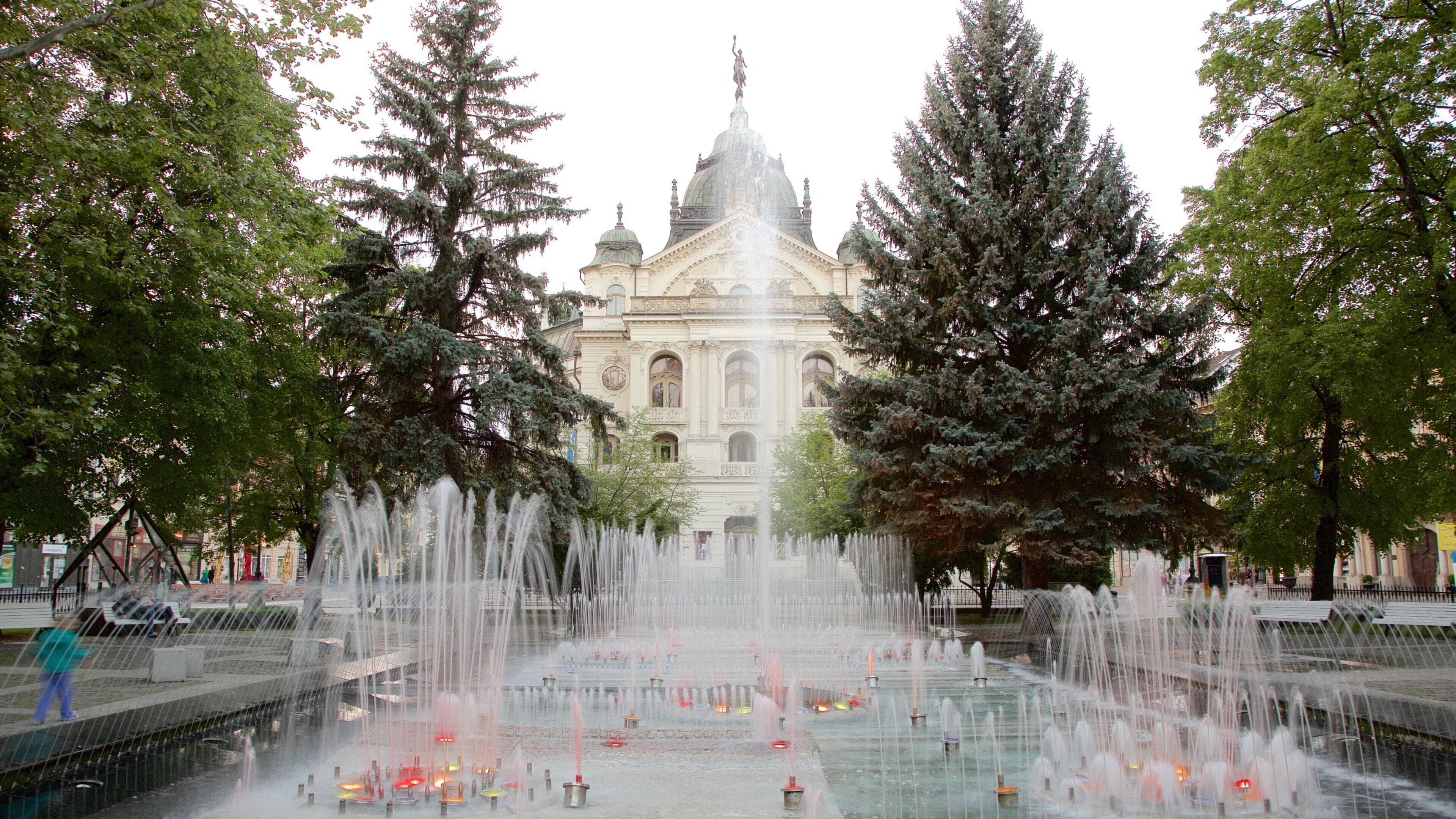 Kosice which includes a square or plaza, a city and a fountain