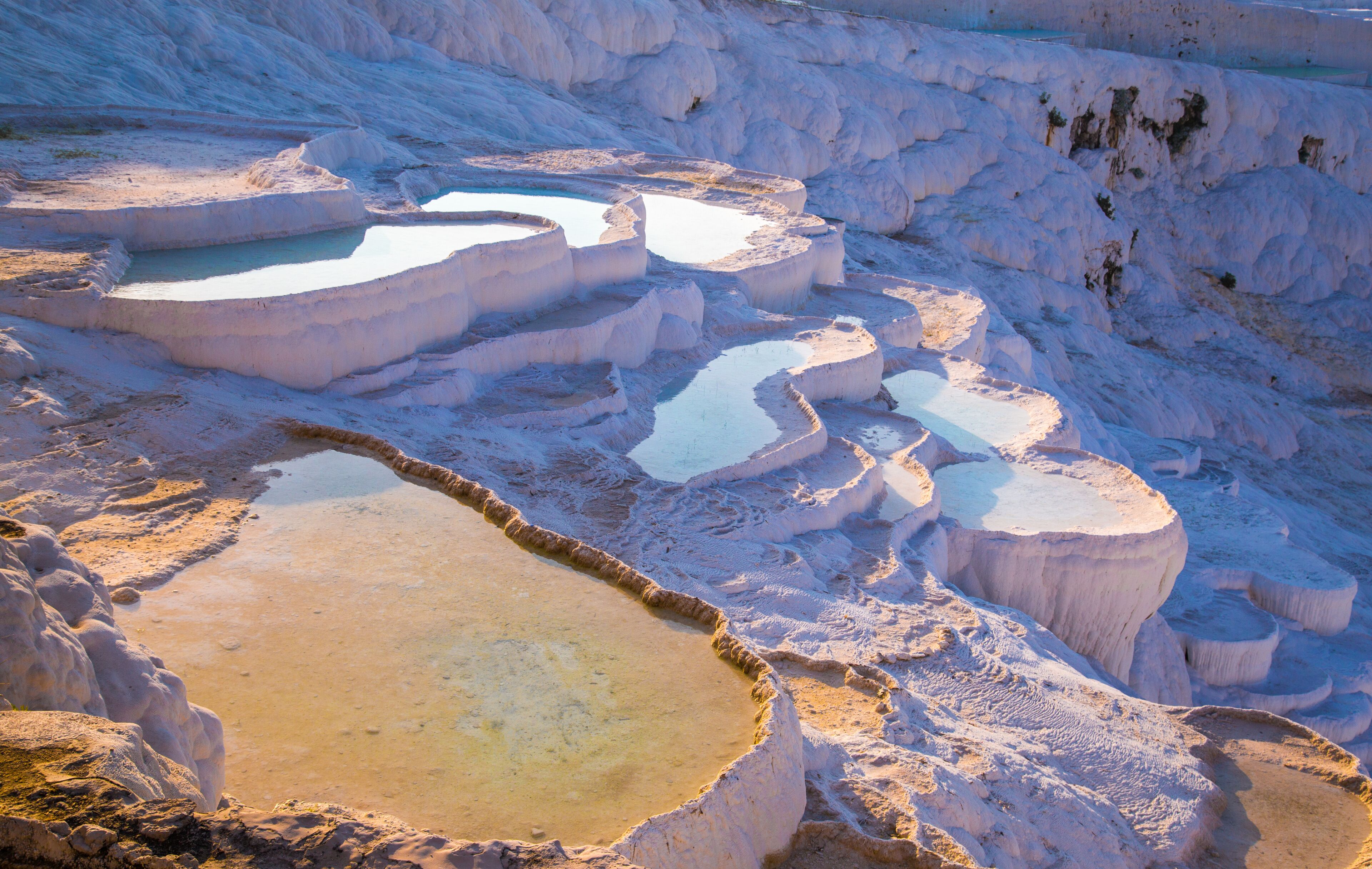 Pamukkale pool terraces in Hierapolis in Turkey