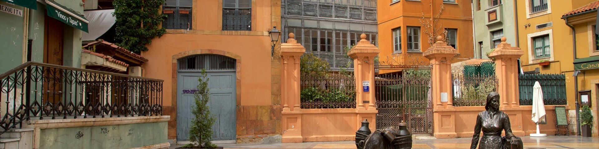 Plaza de Trascorrales mostrando uma cidade, uma praça ou plaza e uma estátua ou escultura