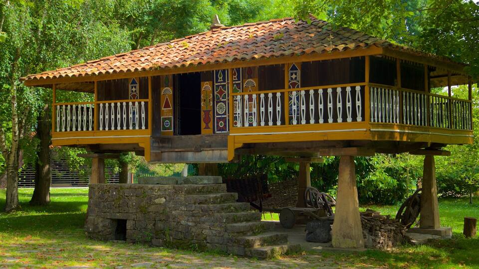 Museum of the Asturian People showing heritage elements, a garden and a house