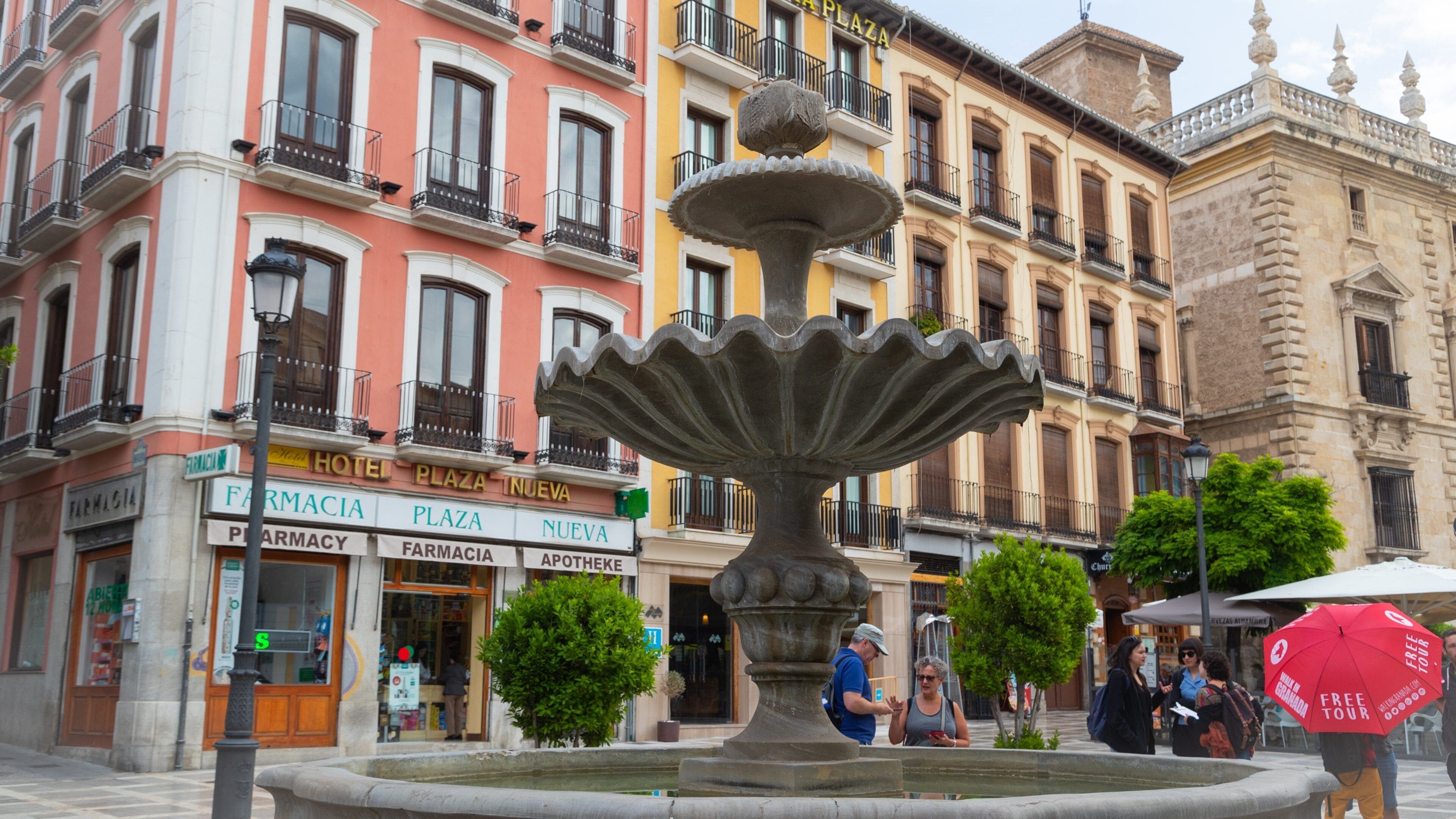 Plaza de Santa Ana showing a fountain