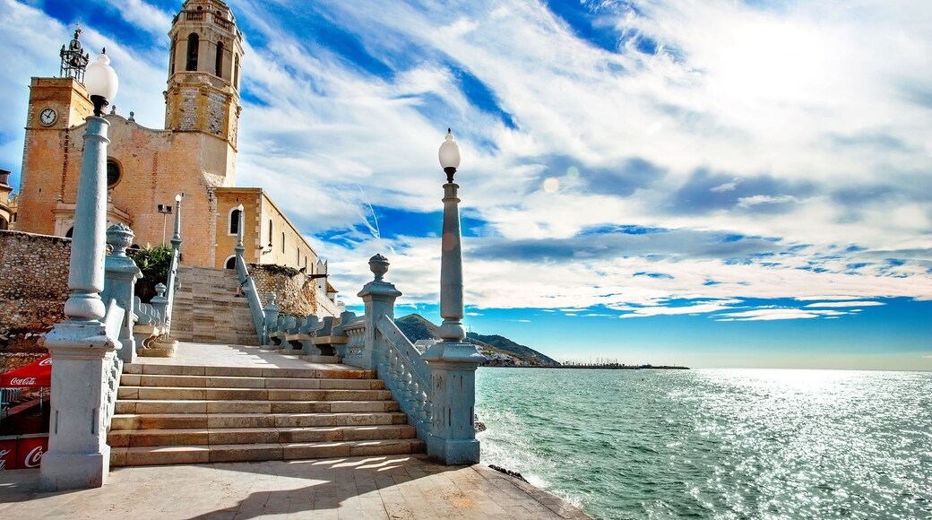 View of Iglesia de Sant Bartomeu i Santa Tecla Sitges Spain; Shutterstock ID 489072472; Purchase Order: SP-2390; Order Number: Content Innovations EOY spend - Lee Ban Twan; Client/Licensee: Hotels.com