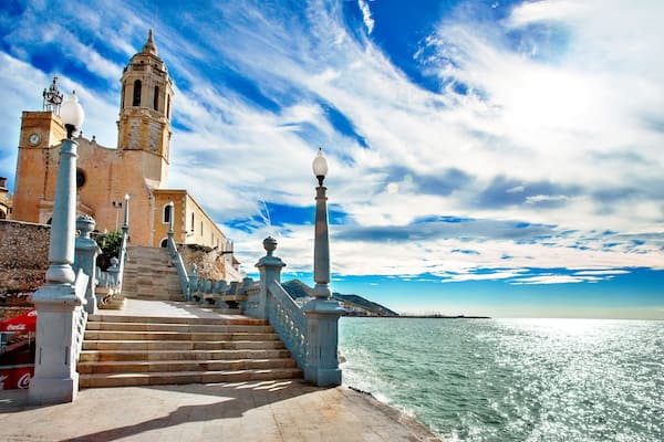 View of Iglesia de Sant Bartomeu i Santa Tecla Sitges Spain; Shutterstock ID 489072472; Purchase Order: SP-2390; Order Number: Content Innovations EOY spend - Lee Ban Twan; Client/Licensee: Hotels.com