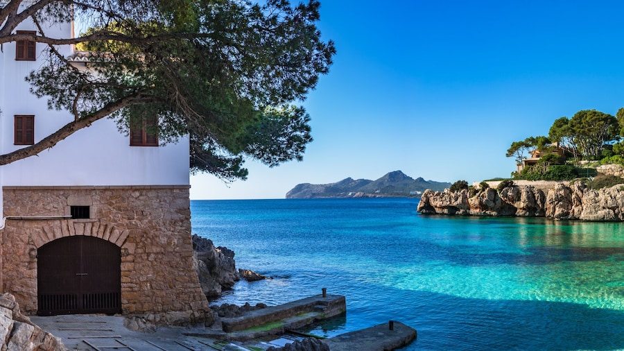 Spain Mediterranean Sea Majorca beach seaside Panorama of Cala Gat in Cala Ratjada