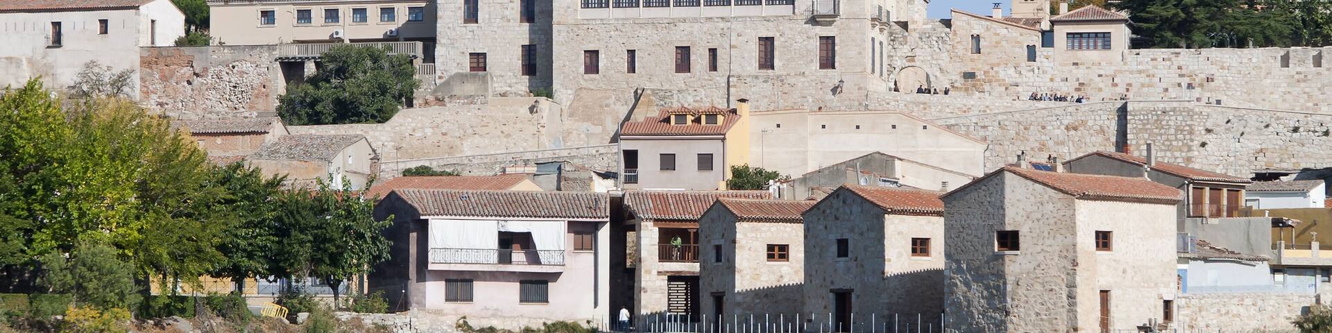 Panoramic Zamora with the Romanesque cathedral and the river Duero, Spain