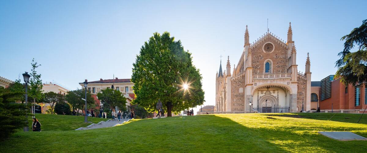 Church of San Jeronimo El Real featuring a church or cathedral, heritage architecture and a garden