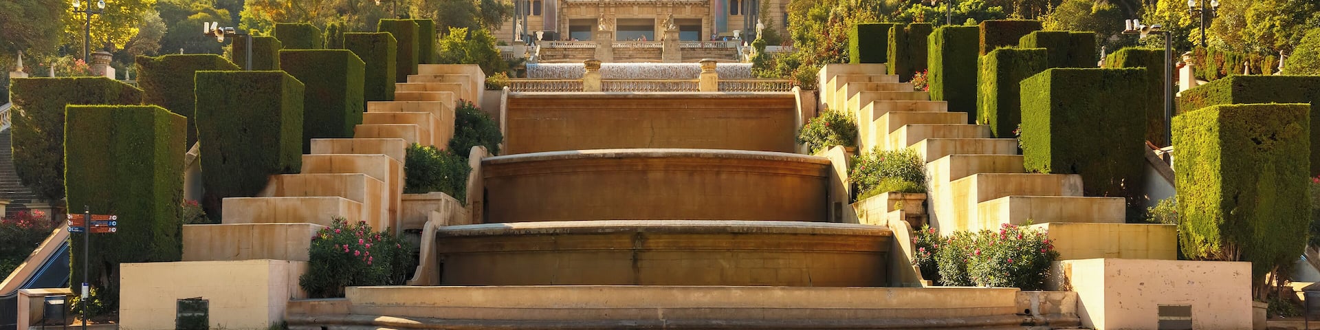 Spain square or Placa De Espanya during morning golden hour in Barcelona, Spain