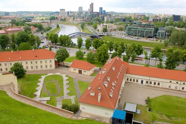 Higher showing a city, a river or creek and landscape views