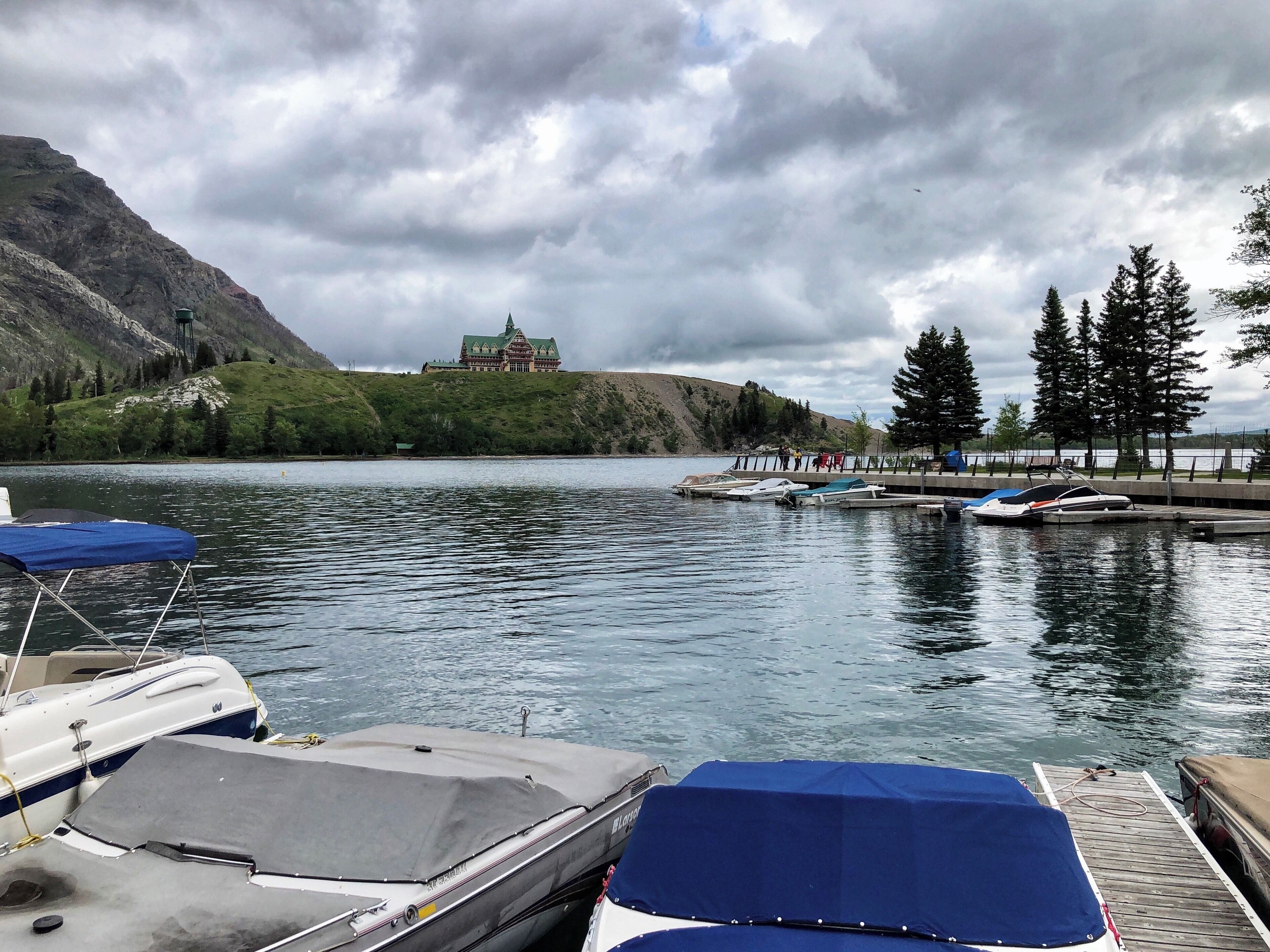 One of the lakes in Waterton Lakes National Park taken from Waterton Village, Alberta. There are scenic cruises from the marina in the town. In the background is the the iconic Prince of Wales Hotel, built in 1927.

#MyBackyard