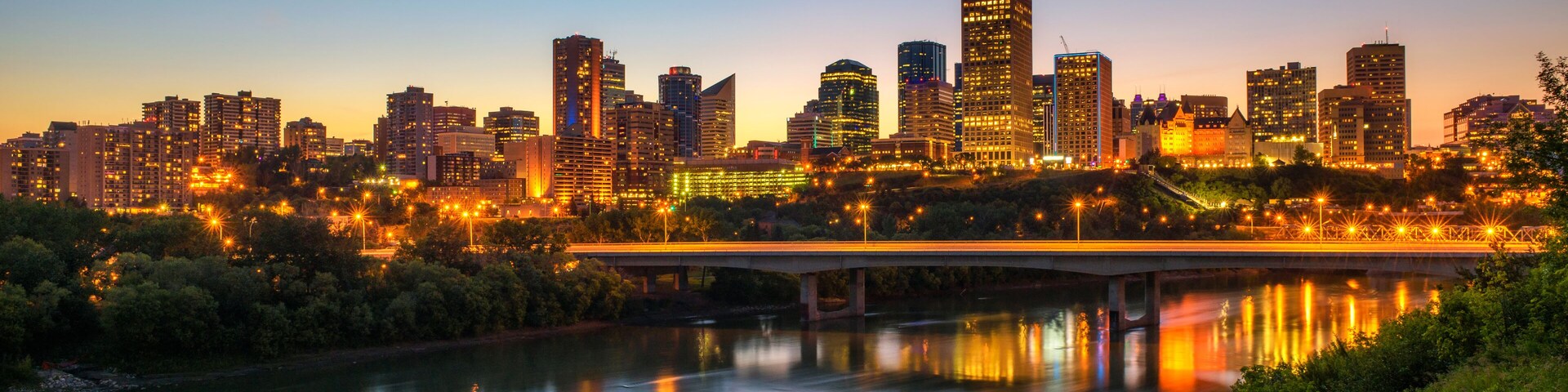 Edmonton downtown and the Saskatchewan River at night