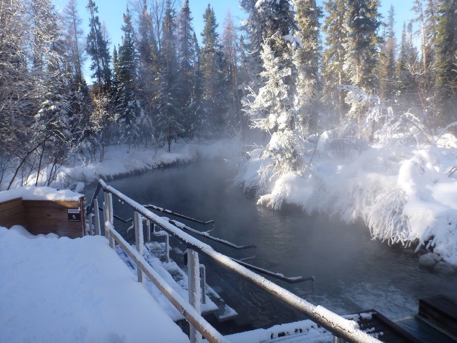 Liard Hot Sprngs in winter.