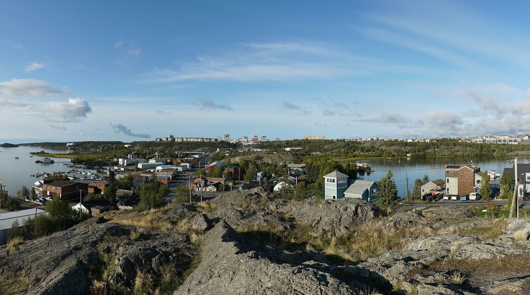 Yellowknife, Canada - September 1, 2019: Panoramic view of Yellowknife in the Northwest Territories, Canada, in summer