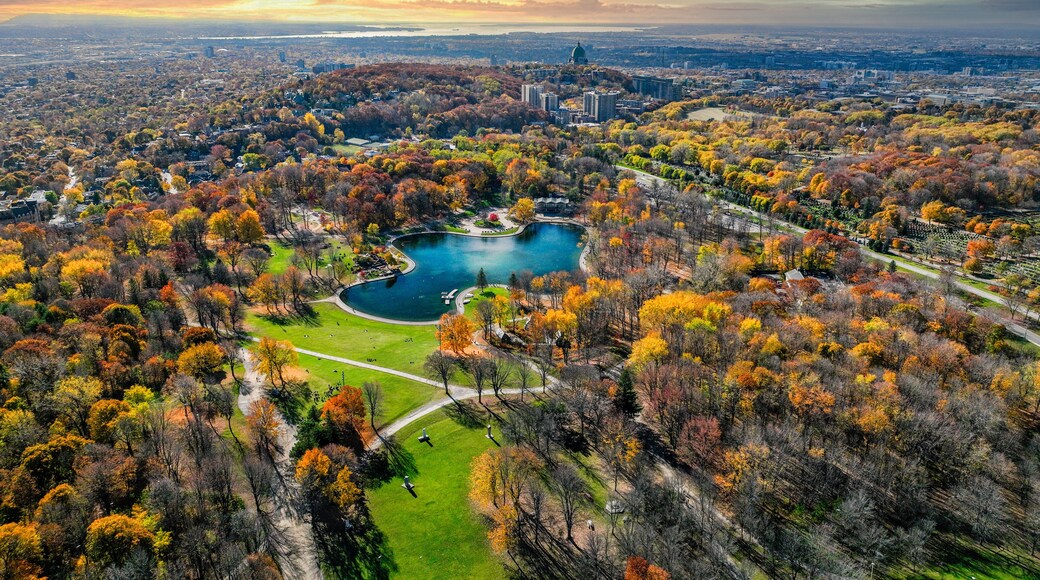 Montreal Canada autumn season coulors of Lac des Castors on Mont-Royal