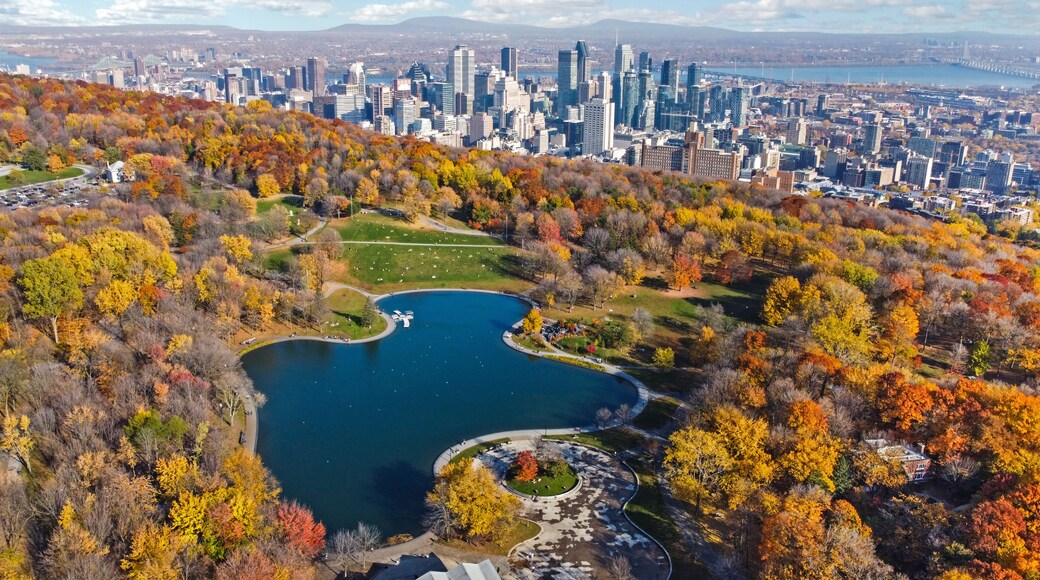 Montreal Canada autumn season coulors of Lac des Castors on Mont-Royal